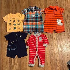 Carter's Colorful Kids Bodysuit Set - Blue, Orange, Red